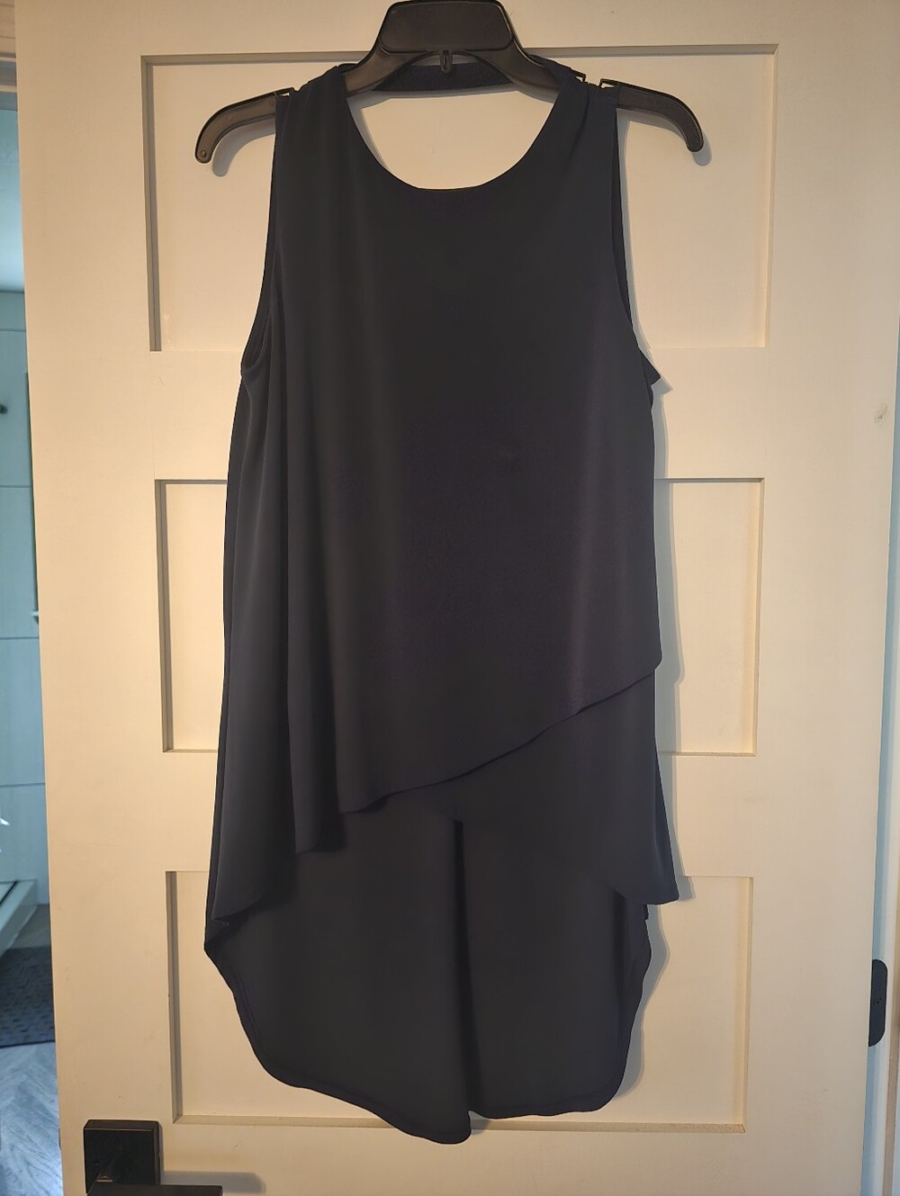 Express Navy High-Low Layered Sleeveless Dress
